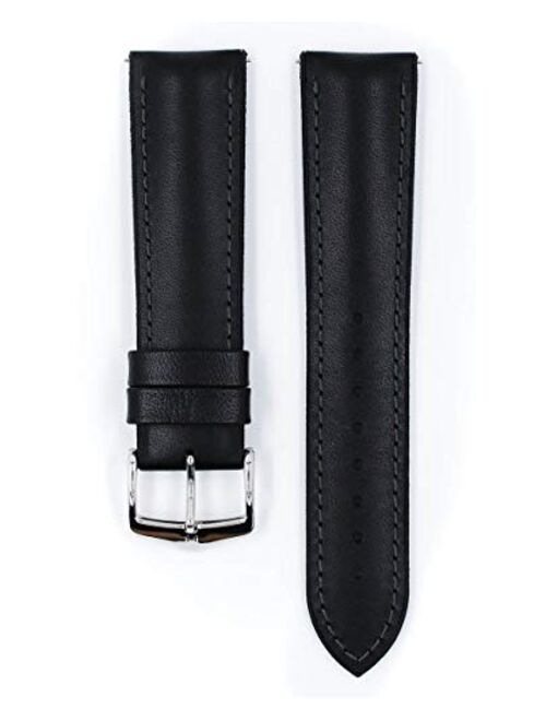 Hirsch James Calf Leather Watch Strap - Caoutchouc Performance Core - 18mm, 20mm, 22mm - Length - Attachment Width / Buckle Width - Quick Release Watch Band
