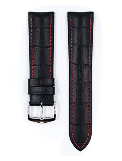 Hirsch George Embossed Calf Leather Watch Strap - 20mm, 22mm, 24mm - Length - Attachment Width / Buckle Width - Quick Release Performance Watch Band