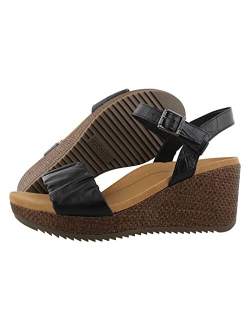 Vionic Women's Hoola Aileen Backstap Wedges- Ladies Wedge Sandals That Include Three-Zone Comfort with Orthotic Insole Arch Support