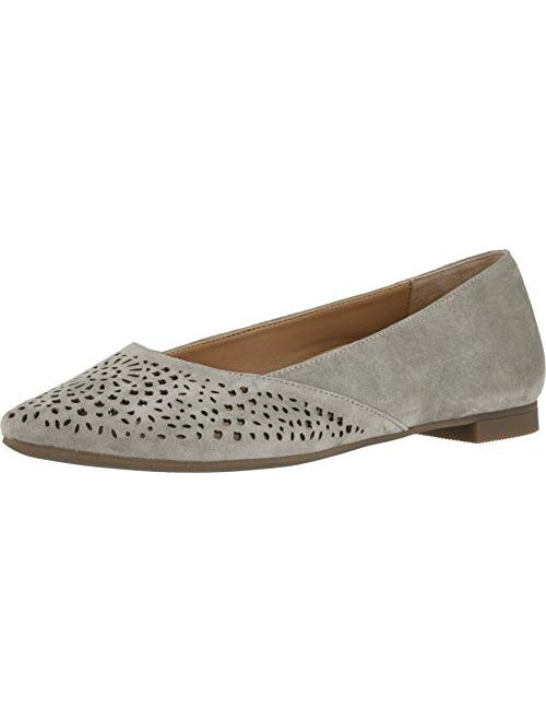 Vionic Women's Gem Carmela Perforated Detail Pointed Toe Flats - Ladies Flat Shoes with Concealed Orthotic Arch Support