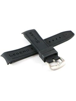 Swiss Legend 24MM Black Silicone Band Strap & Silver Stainless Buckle fits 46mm SL Avalanche Watches
