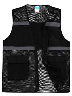 Yimoon Women's Lightweight Outdoor Work Mesh Zip Vest with Reflective Strips
