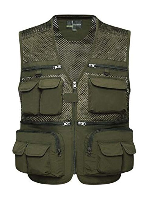 Yimoon Men's Travel Safari Vest Summer Outdoor Pockets Photo Utility Fishing Vest