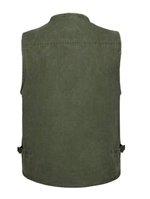 Yimoon Men's Outdoor Multi-Pocket Safari Fishing Denim Travel Vest