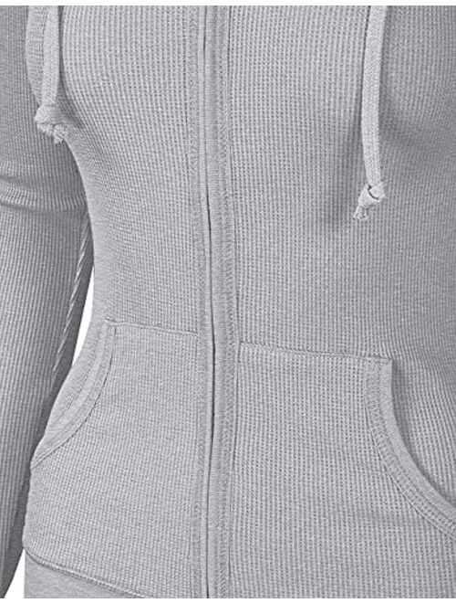 OLLIE ARNES Women's Thermal Long Hoodie Zip Up Jacket Sweater Tops