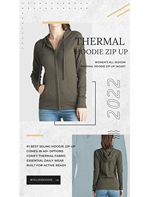 OLLIE ARNES Women's Thermal Long Hoodie Zip Up Jacket Sweater Tops