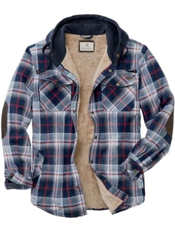 Men's Camp Night Berber Lined Hooded Flannel Shirt Jacket