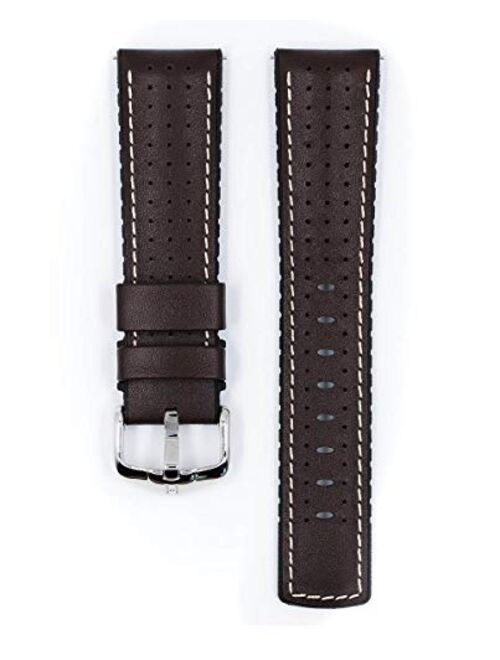 Hirsch Tiger Calf Leather Watch Strap - Performance Caoutchouc Core - 18mm, 20mm, 21mm, 22mm, 24mm - Length - Attachment Width / Buckle Width - Quick Release Watch Band