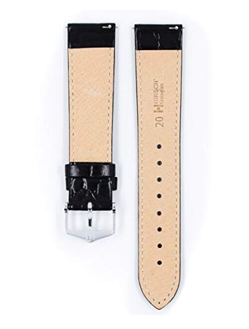 Hirsch Crocograin Bonded Crocodile Leather Watch Strap - 12mm, 13mm, 14mm, 15mm, 16mm, 17mm, 18mm, 19mm, 20mm, 22mm - Length - Attachment Width / Buckle Width - Quick Rel