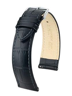 Hirsch Duke Alligator Embossed Calf Leather Watch Strap - 12mm, 13mm, 14mm, 15mm, 16mm, 18mm, 20mm, 22mm, 24mm - Length - Attachment / Buckle Width - Quick Release Watch 