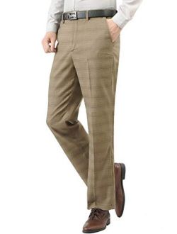 Hanayome Mens Slim Fit 4-Pocket Brown Plaid Pants 2017 Fashion Suit Separate Dress