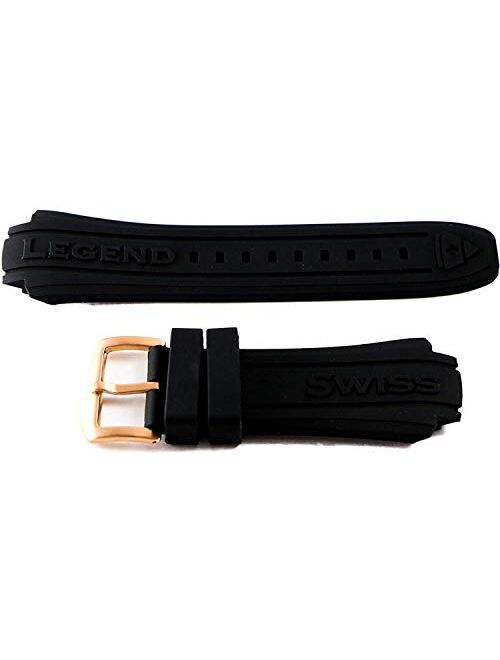 Swiss Legend 19MM Black Silicone Band Strap with Rose Gold Stainless Buckle fits 53mm Neptune Watch