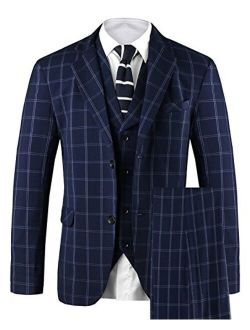 Hanayome Men's 3 PC Casual Stylish Suit Blazer Jacket Tux Vest & Trousers