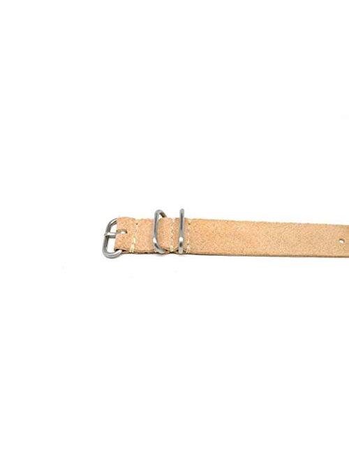 DaLuca 1 Piece Military Watch Strap - Natural Suede (Matte Buckle) : 22mm