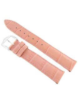 20mm Hirsch Duke Alligator Grain Pink Genuine Leather Padded Watch Band Strap