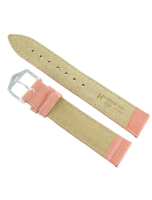 20mm Hirsch Duke Alligator Grain Pink Genuine Leather Padded Watch Band Strap