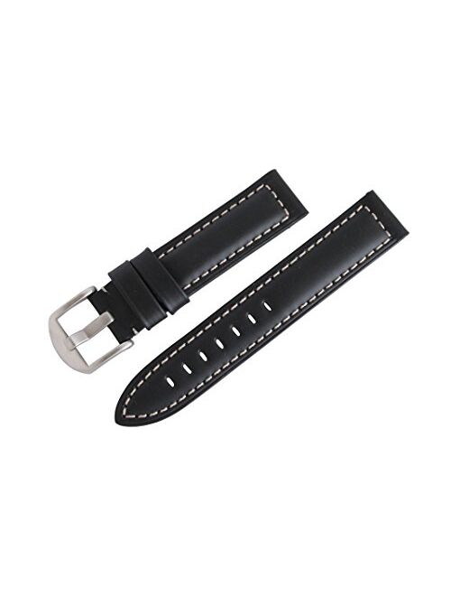 Hadley Roma Heavy Duty 20mm Oil Black Sport Leather Watch Strap