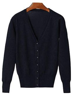 Yimoon Women's Classic V-Neck Long Sleeve Button Down Knit Cardigan Sweater