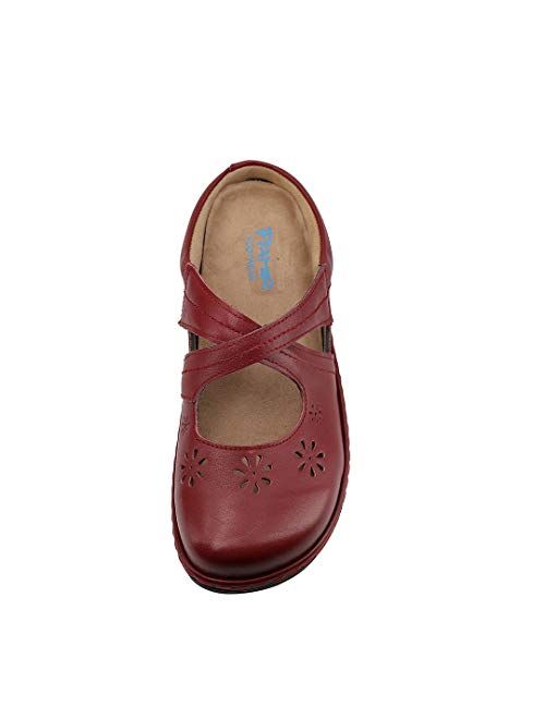 PAMIR Women's Mary Jane Clogs and Mules Leather Shoes with Arch Support