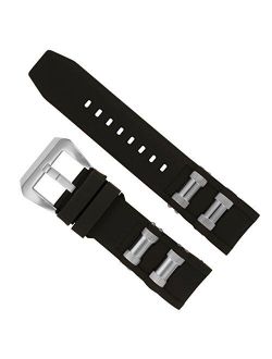 Replacement Generic Watch Band Black with Steel Inserts for Invicta 1088, 1843 Russian Diver Watches