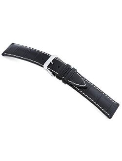 RIOS1931 New Orleans - Genuine Embossed Leather Watch Band with Gator Print and White Stitching
