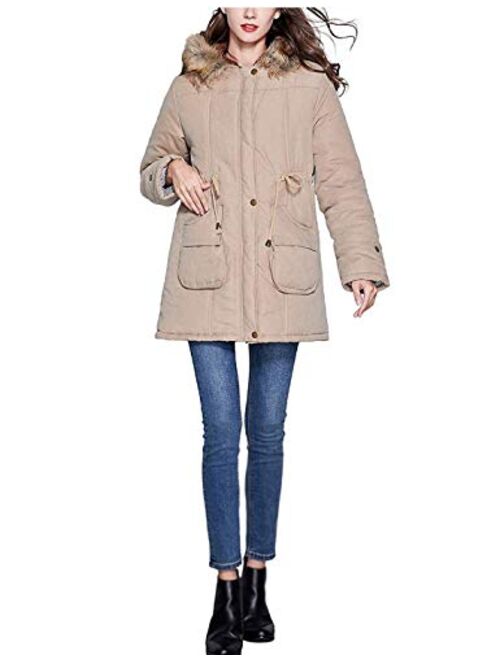 Yimoon Womens Fleece Hooded Jacket Warm Winter Coat 