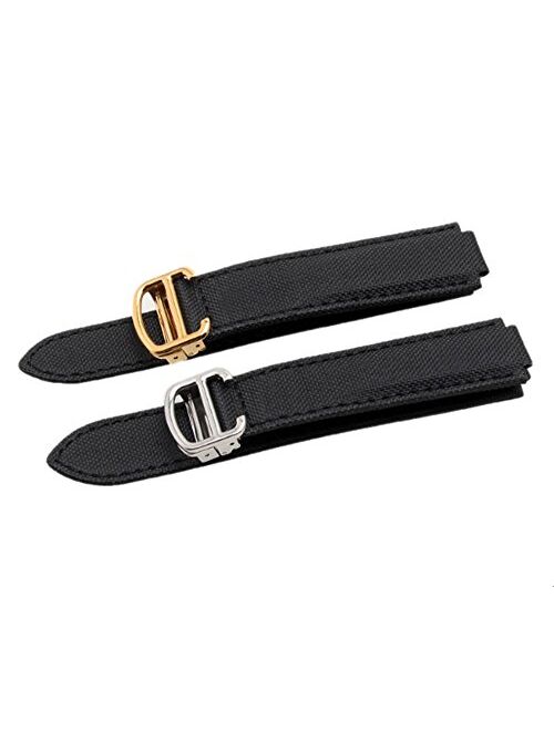 Canvas & Leather Watch Band Strap Replacement with 18mm /20mm Fits for Cartier Ballon Bleu(Buckle)