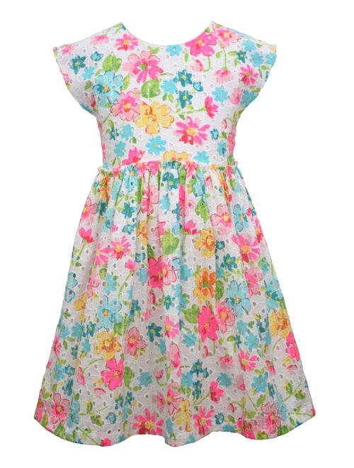 Bonnie Jean Little Girls Shorts Sleeve Printed Eyelet Dress