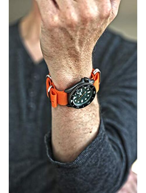 DaLuca Ballistic Nylon Military Watch Strap - Orange (Matte Buckle) : 24mm