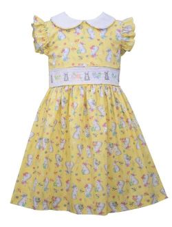Toddler Girls Flutter Sleeved Bunny Print Dress
