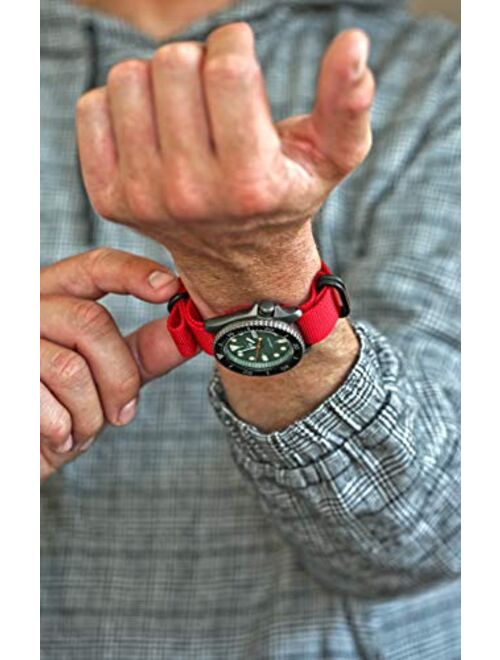 DaLuca Ballistic Nylon Military Watch Strap - Red (PVD Buckle) : 26mm
