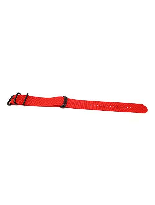 DaLuca Ballistic Nylon Military Watch Strap - Red (PVD Buckle) : 26mm