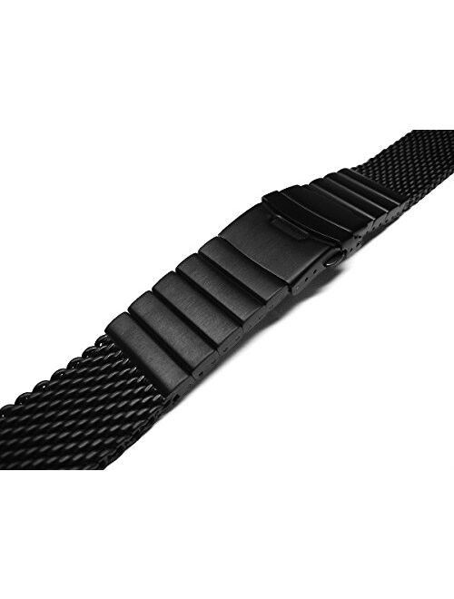 22mm TIMEWHEEL Heavy Stainless Steel PVD Wire Mesh Bracelet Watch Band Strap Solid Removable Links