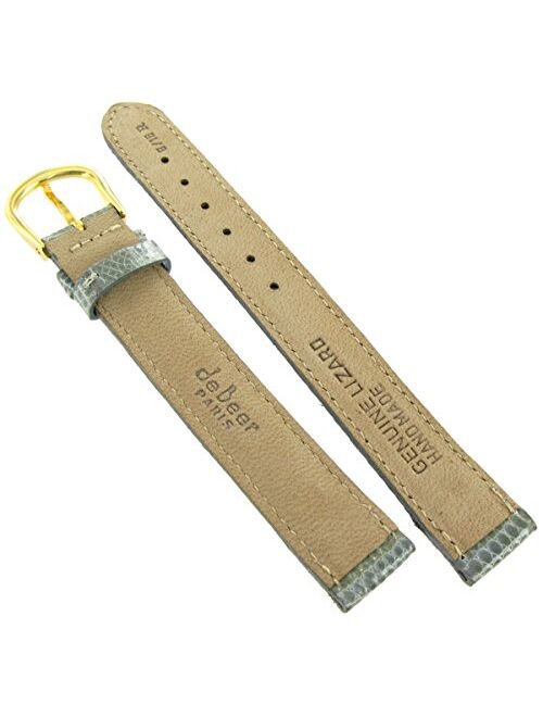 14mm deBeer Paris Genuine Lizard Turned Edge Grey Ladies Handmade Watch Band Long