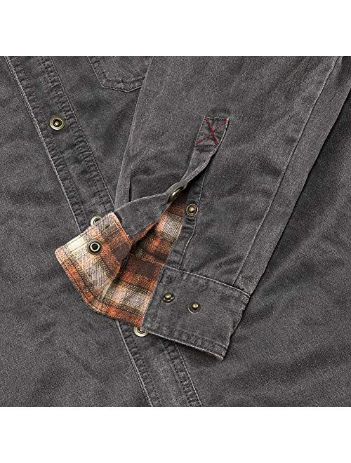 ZENTHACE Mens Shirt Jacket,Heavy Washed Rugged Cotton Shirt Jackets,Outdoorsy Utility Jacket(Full Flannel Lined)