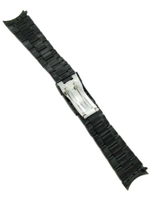 22mm Hadley Roma Curved and Straight End Ion Plated Black Metal Deployment Buckle Watchband MB5918A