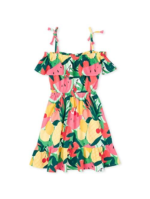 The Children's Place Girls' Cold Shoulder Fruit Pleated Dress