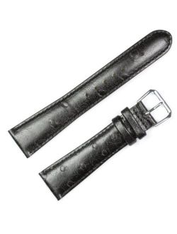 Ostrich Grain Leather Watch Band - Choice of Color - (Black, Brown, Havana) & Width - (12, 14, 16, 18, 19, or 20mm)