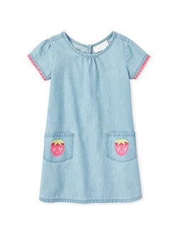 Girls' Short Sleeve Strawberry Pocket Dress