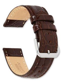 deBeer Alligator Grain Leather Watch Band - Brown - 15mm - Replacement Watch Strap