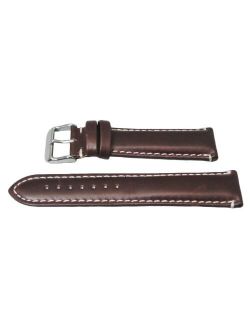 MS885 20mm Brown Oil Tan Leather Contrast Stitched Watch Band