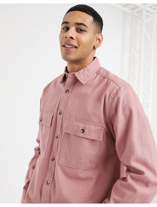ASOS DESIGN twill shacket in dusky pink