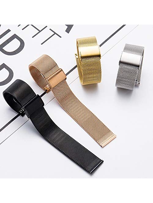 Milanese Mesh Stainless Steel Bracelet Wrist Watch Band Interlock Safety Clasp with Hook Buckle Strap Silver Rose Gold 18mm 20mm 22mm