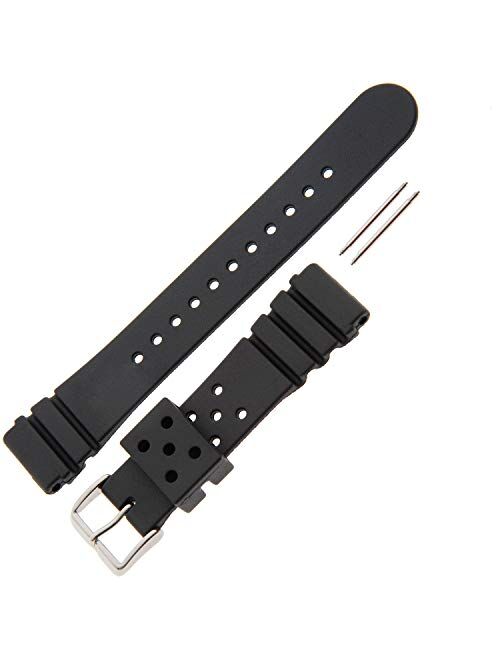 Gilden 22mm Extra-Long Black Polyurethane Sport Watch Strap 017300, fits Seiko Diver Watches