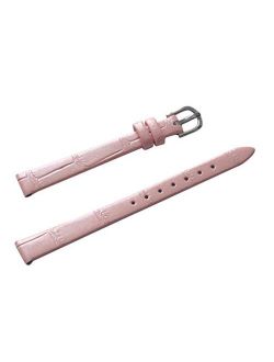 Uyoung 10mm Women's Pink Genuine Leather Crocodile Grain Thin Watch Band