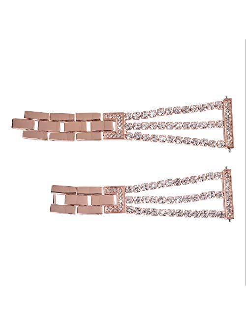 Watch Straps compatible Samsung Galaxy 46mm Rose Gold,Gear S3 Frontier/Classic Women Glitter Stainless Steel Band,22mm Bling Bracelet with Folding clasps Replacement Wris