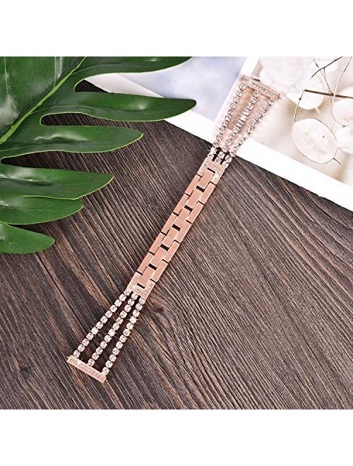 Watch Straps compatible Samsung Galaxy 46mm Rose Gold,Gear S3 Frontier/Classic Women Glitter Stainless Steel Band,22mm Bling Bracelet with Folding clasps Replacement Wris