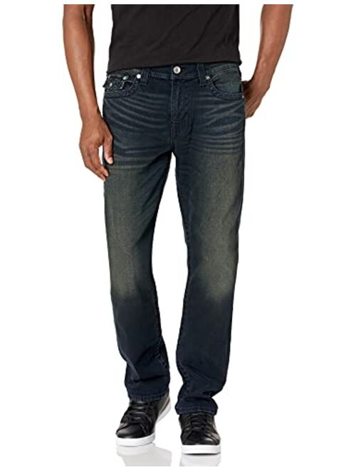 True Religion Men's Geno Big T Low Rise Slim Fit Jean with Back Flap Pockets