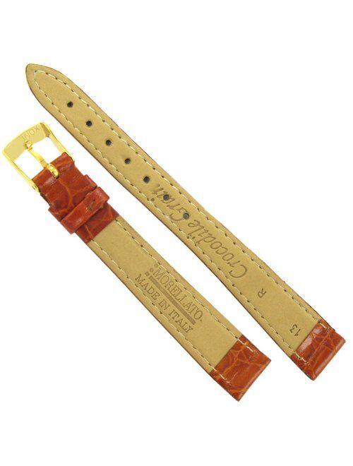 13mm Morellato Genuine Leather Crocodile Grain Tan Padded Stitched Ladies Watch Band 1563
