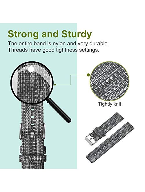 Ullchro Nylon Watch Strap Replacement Watch Band Military Army Men Women - 16mm, 18mm, 20mm, 22mm, 24mm Watch Bracelet with Stainless Steel Silver Buckle